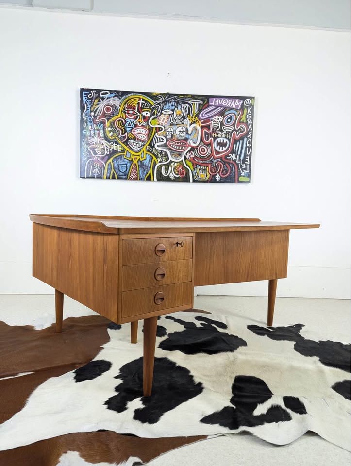 Danish Modern Teak Boomerang Desk by Arne Hovmand-Olsen