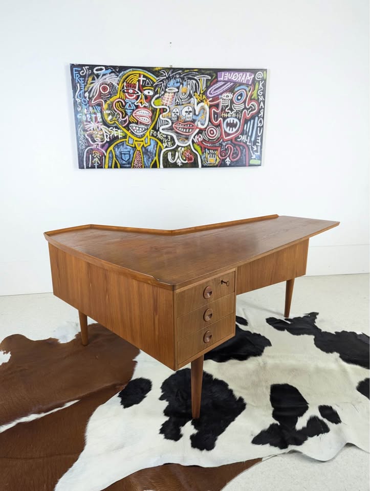 Danish Modern Teak Boomerang Desk by Arne Hovmand-Olsen