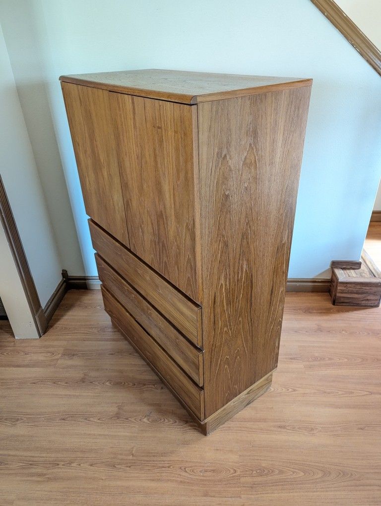 Mid Century Danish Modern Teak Armoire Dresser by Nordic Home