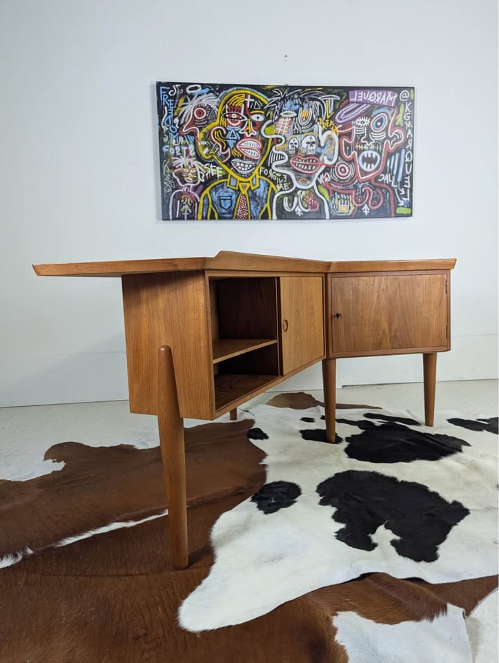 Danish Modern Teak Boomerang Desk by Arne Hovmand-Olsen