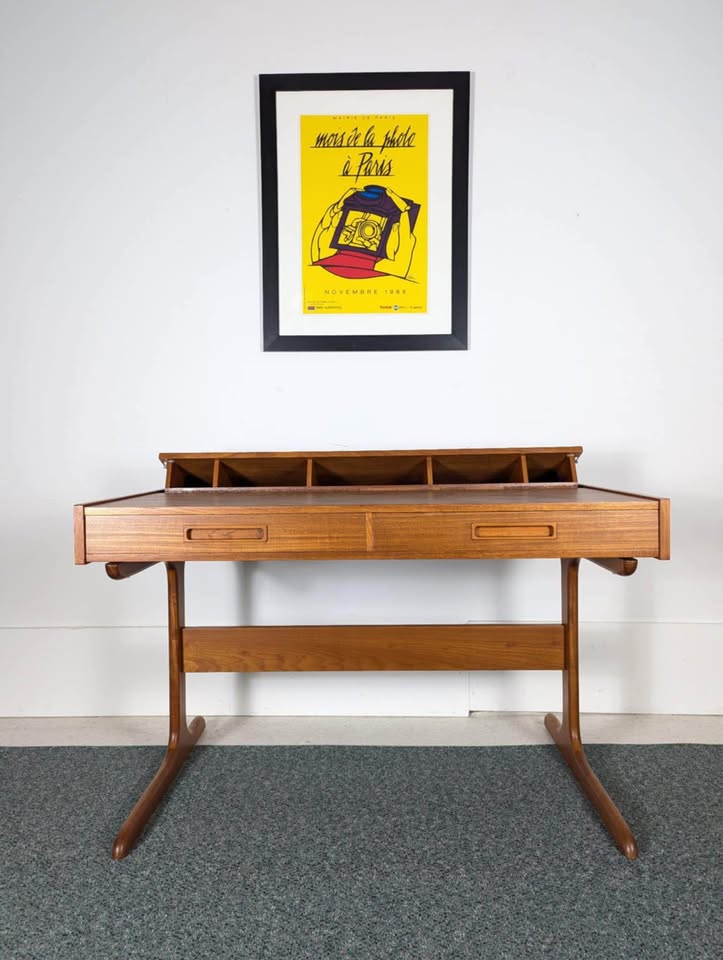 Danish Modern 1960’s Teak Flip Top Desk by E. Jakobsen Skive