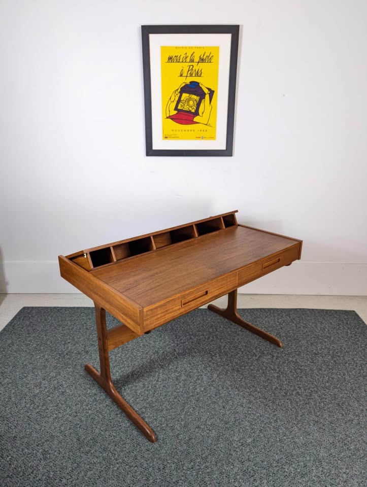 Danish Modern 1960’s Teak Flip Top Desk by E. Jakobsen Skive