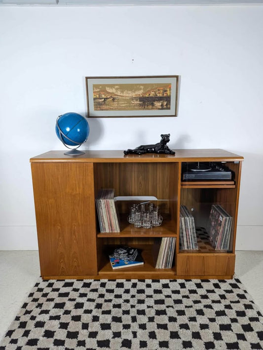 Danish Modern Teak Media Cabinet / Record Player Stand & Storage