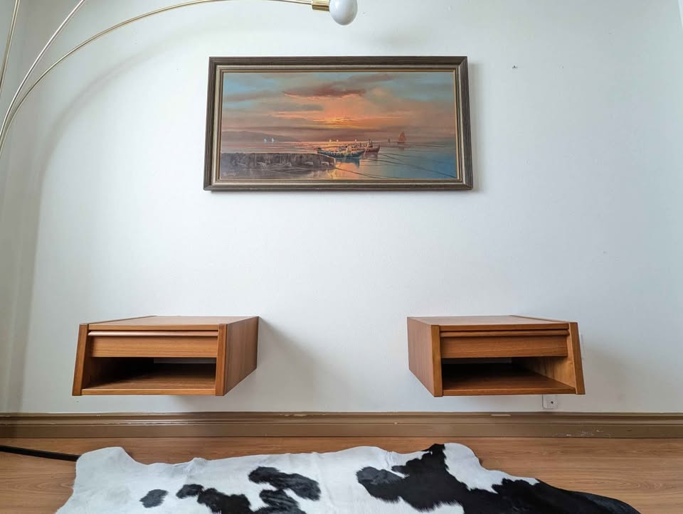 Danish Teak Floating End Tables / Nightstands by Kai Kristiansen for Feldballes Mobelfabrik