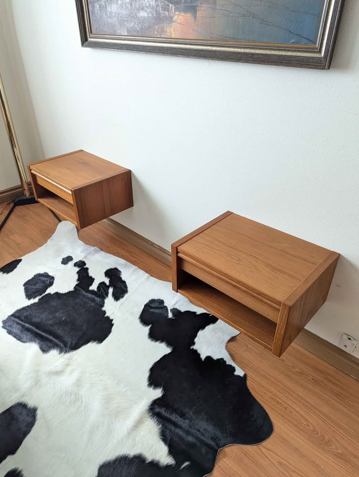 Danish Teak Floating End Tables / Nightstands by Kai Kristiansen for Feldballes Mobelfabrik
