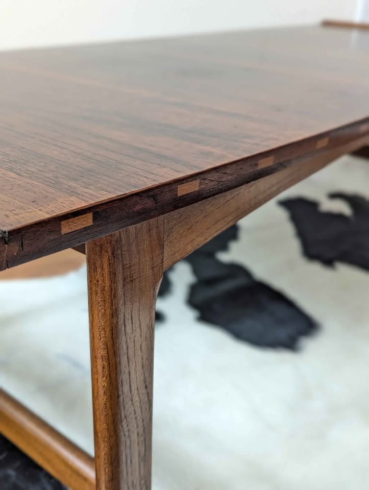MCM Vintage Lane Vogue Collection Walnut Surfboard Coffee Table