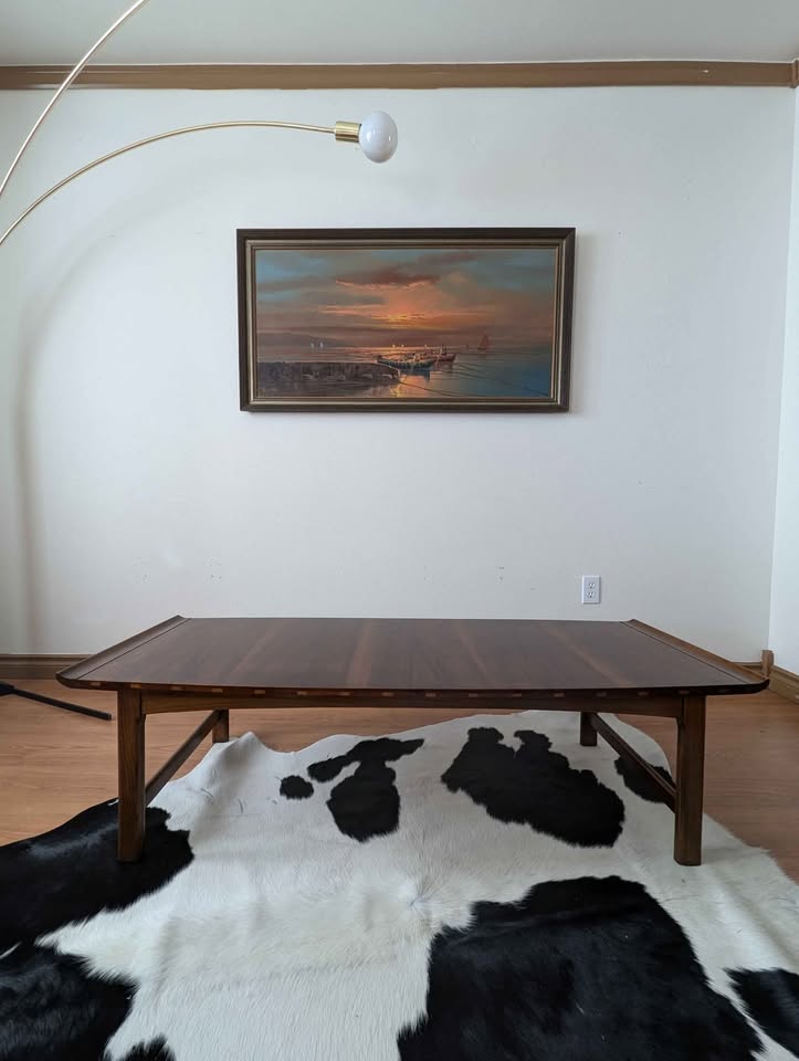 MCM Vintage Lane Vogue Collection Walnut Surfboard Coffee Table