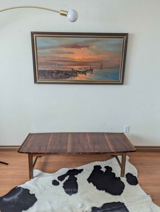 MCM Vintage Lane Vogue Collection Walnut Surfboard Coffee Table