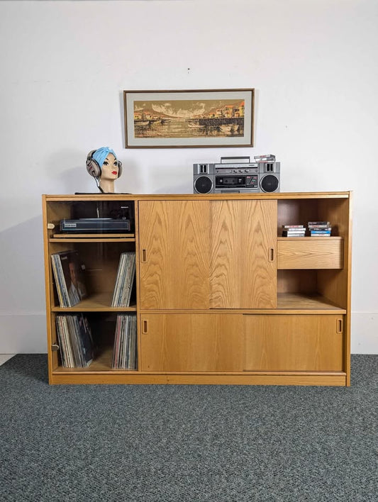 Danish Modern Media Cabinet / Record Player Stand & Storage