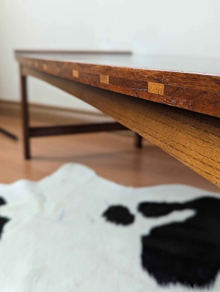 MCM Vintage Lane Vogue Collection Walnut Surfboard Coffee Table