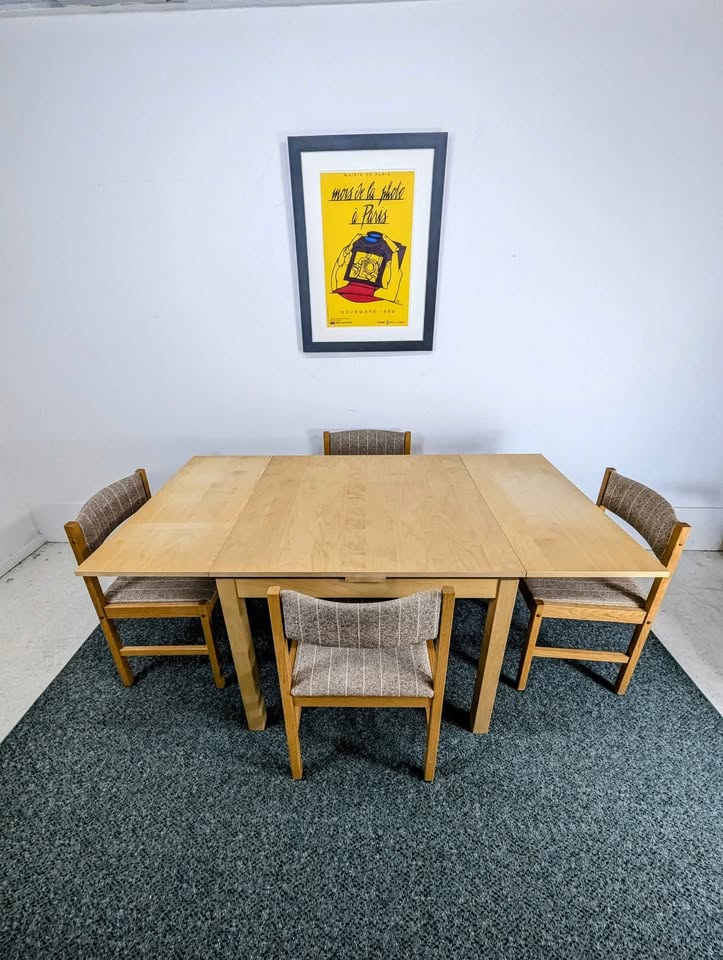 Scandinavian Dining Set w/ 4 White Oak Chairs by FD Mobler