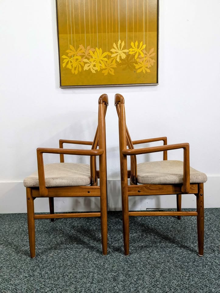 Danish Modern Solid Teak Dining Table Set w/ 6 Chairs by Benny Linden