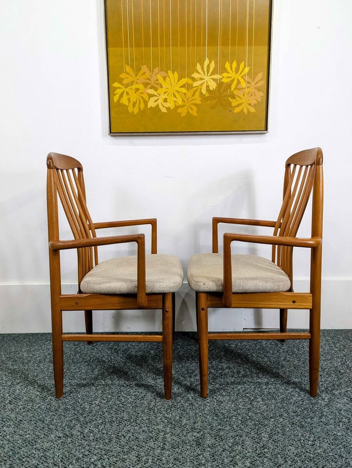 Danish Modern Solid Teak Dining Table Set w/ 6 Chairs by Benny Linden
