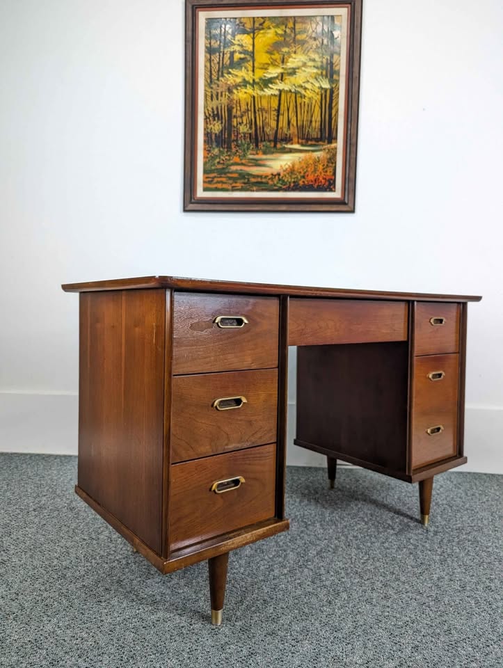 MCM Double Pedestal Walnut Desk by BP John