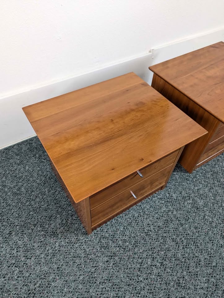 Pair of Scandinavian Low Nightstands / End Tables for Platform Bed