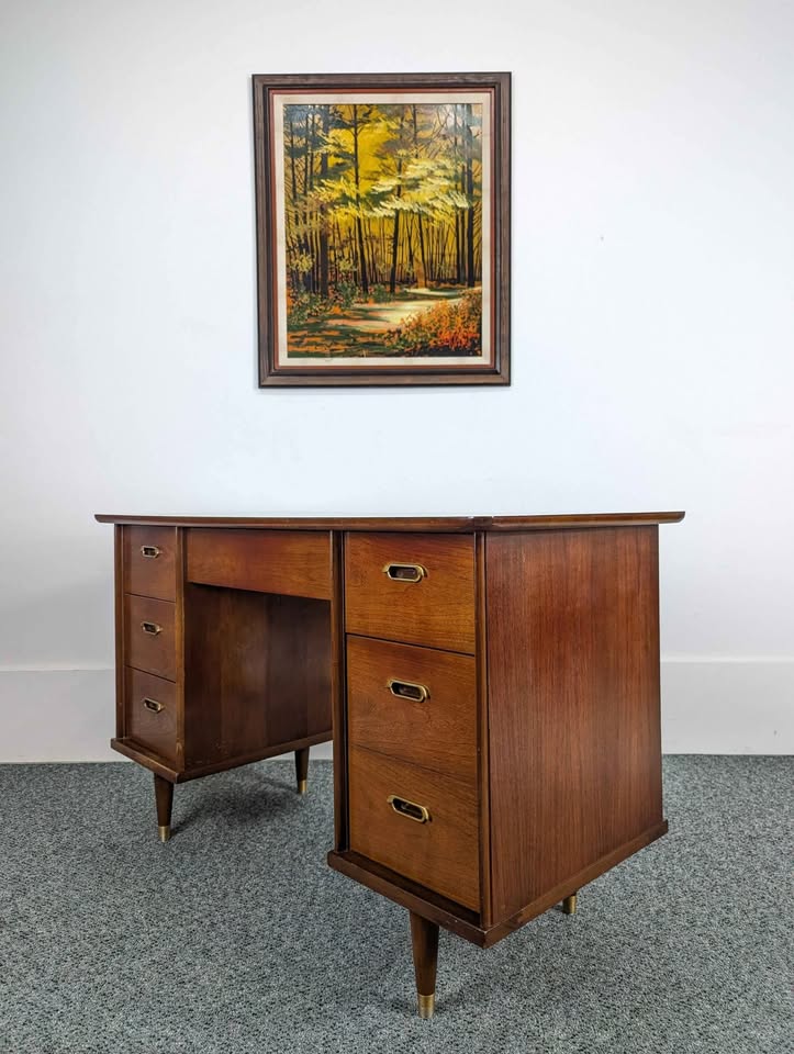 MCM Double Pedestal Walnut Desk by BP John