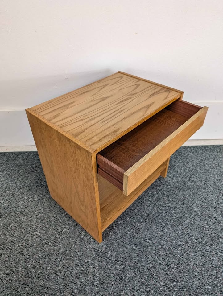 Scandinavian MCM White Oak Single Drawer Nightstand