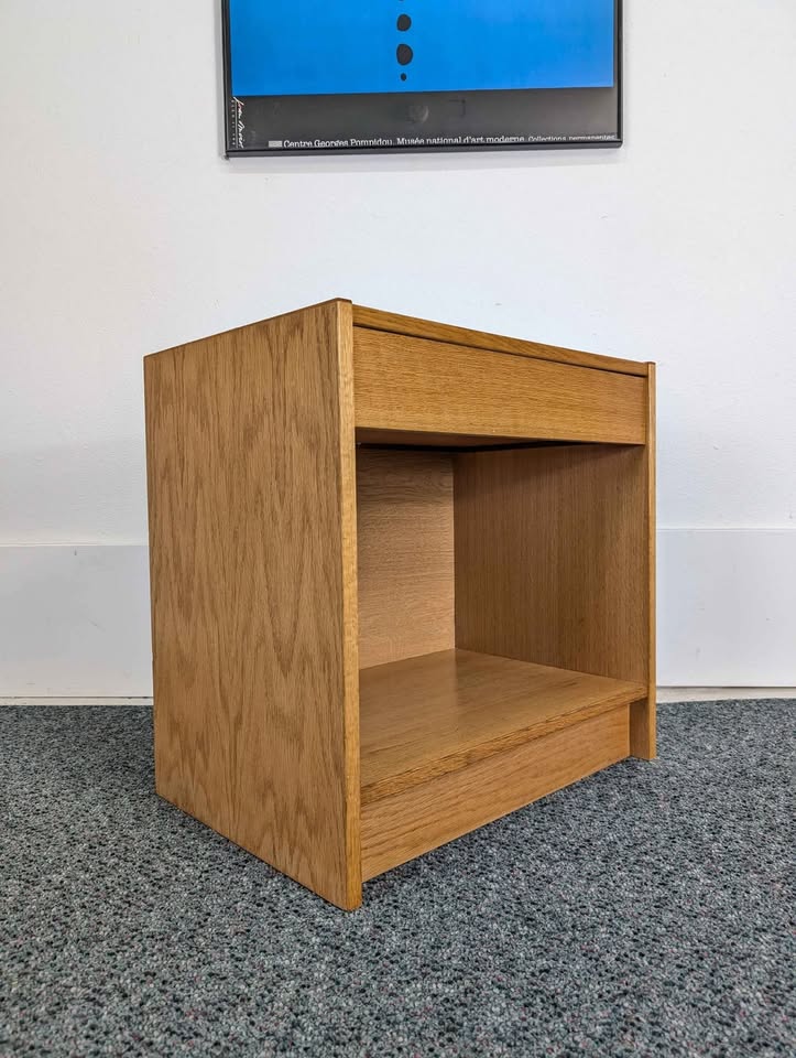 Scandinavian MCM White Oak Single Drawer Nightstand