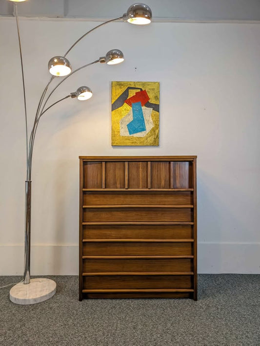 Mid Century Modern 4 Drawer Walnut Highboy