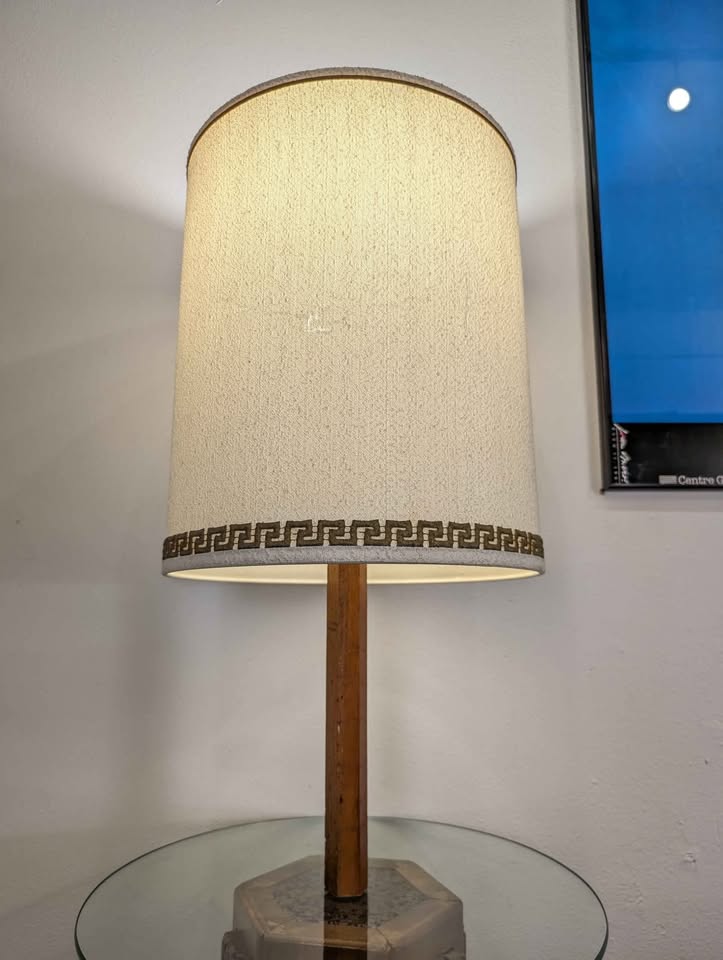 Mid Century Brutalist Modern Cork Floor Lamp Table