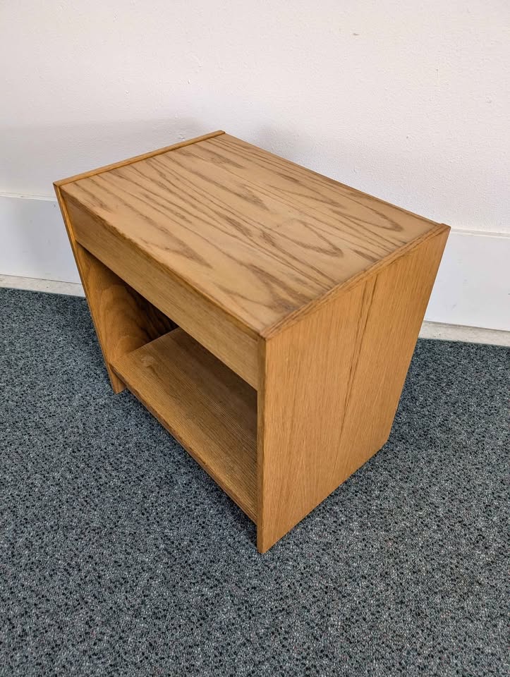 Scandinavian MCM White Oak Single Drawer Nightstand