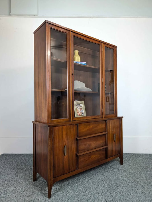 MCM Broyhill Lenoir Walnut China Hutch