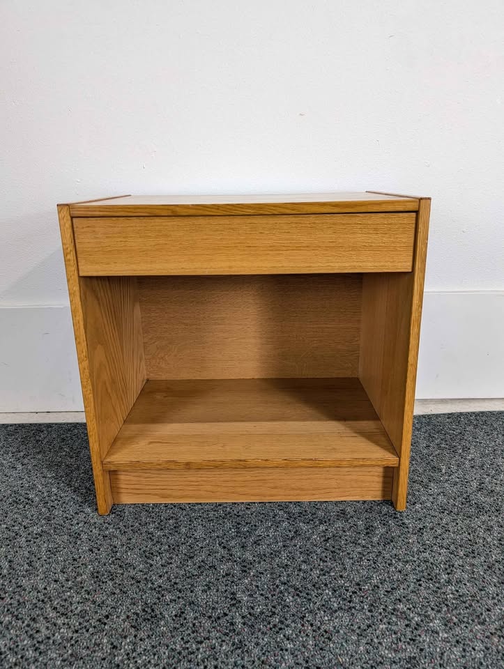 Scandinavian MCM White Oak Single Drawer Nightstand