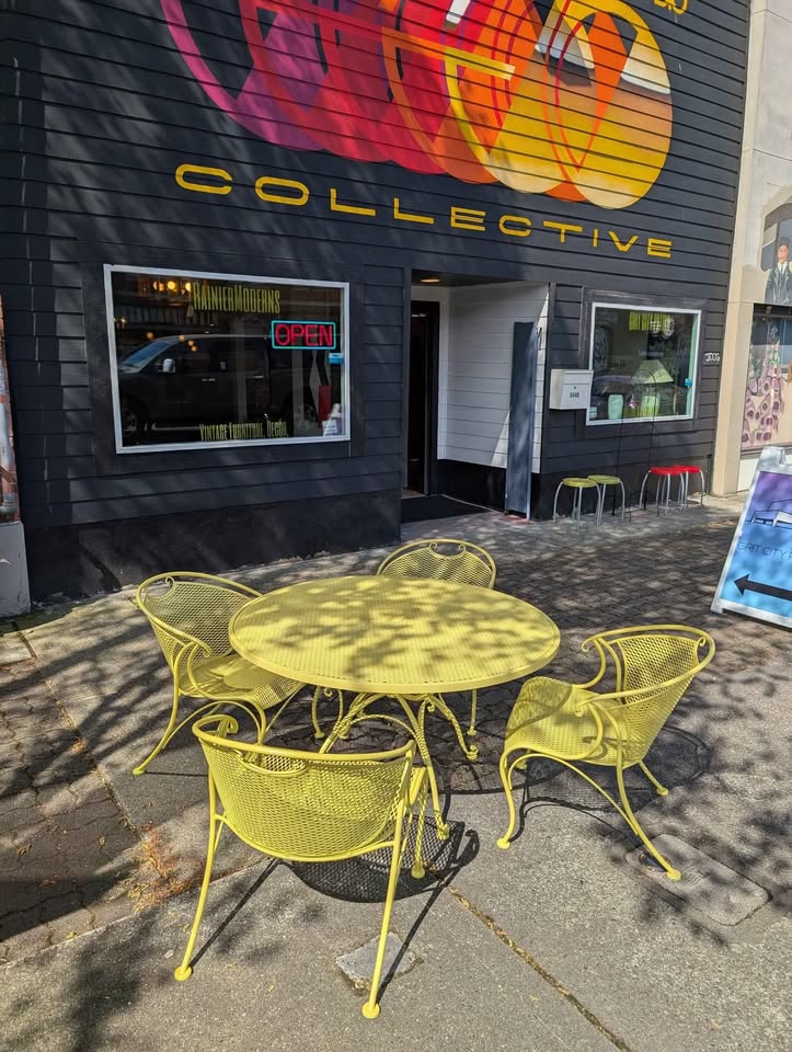 MCM 1960's Wrought Iron Patio Set in Lemongrass Yellow