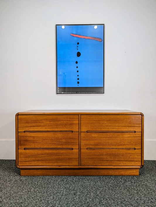 Danish Modern 6 Drawer Teak Lowboy Dresser by Sun Cabinet Co.
