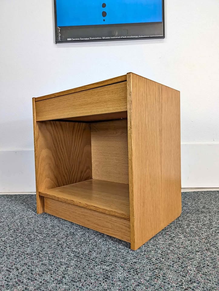 Scandinavian MCM White Oak Single Drawer Nightstand