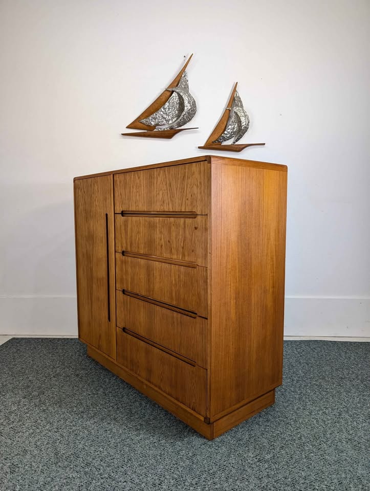 Mid Century Danish Modern Teak Gentleman's Dresser Chest by Scan Coll