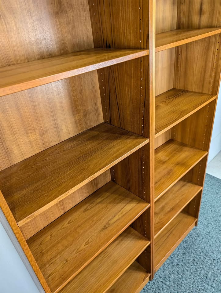 Mid Century Danish Modern Pair of Tall Teak Bookshelves