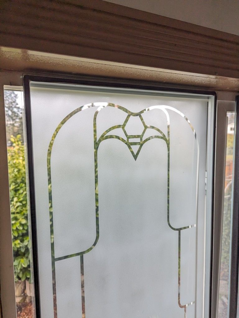 Pair of Art Deco Style Frosted Glass Privacy Windows