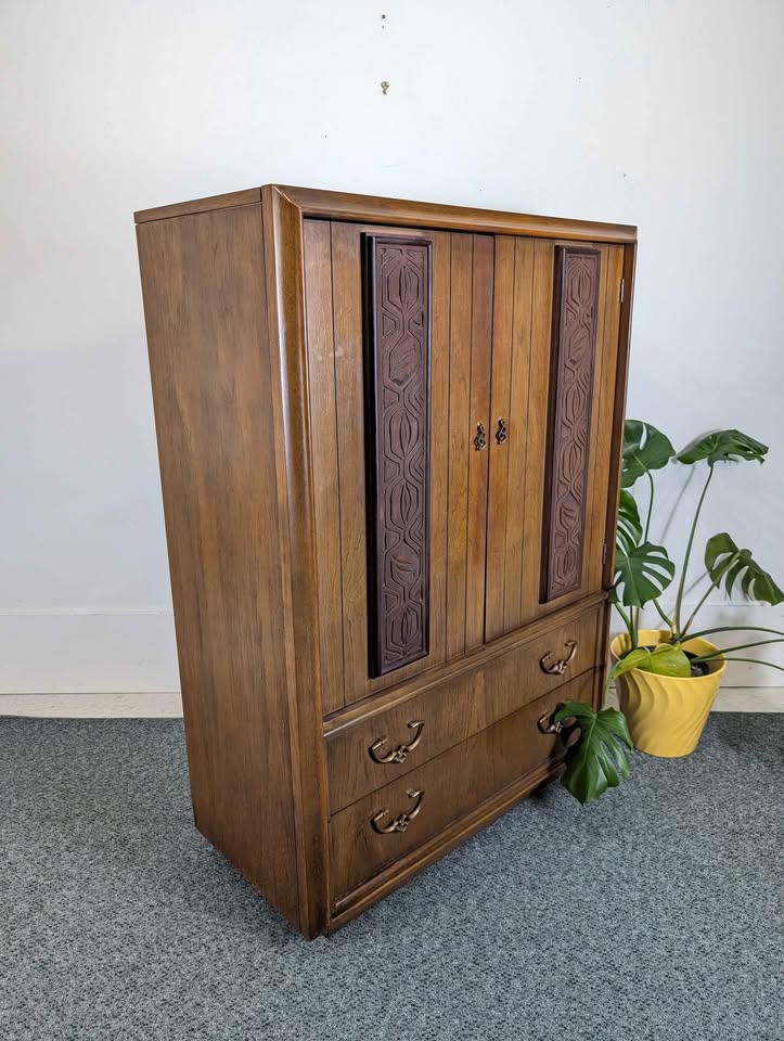 Mid Century Brutalist Armoire by Kroehler