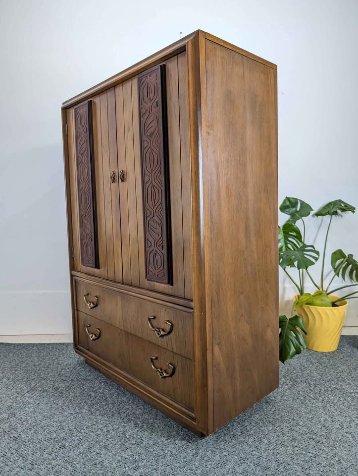 Mid Century Brutalist Armoire by Kroehler