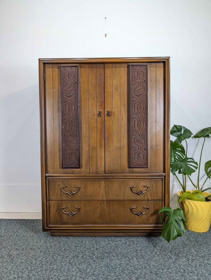 Mid Century Brutalist Armoire by Kroehler