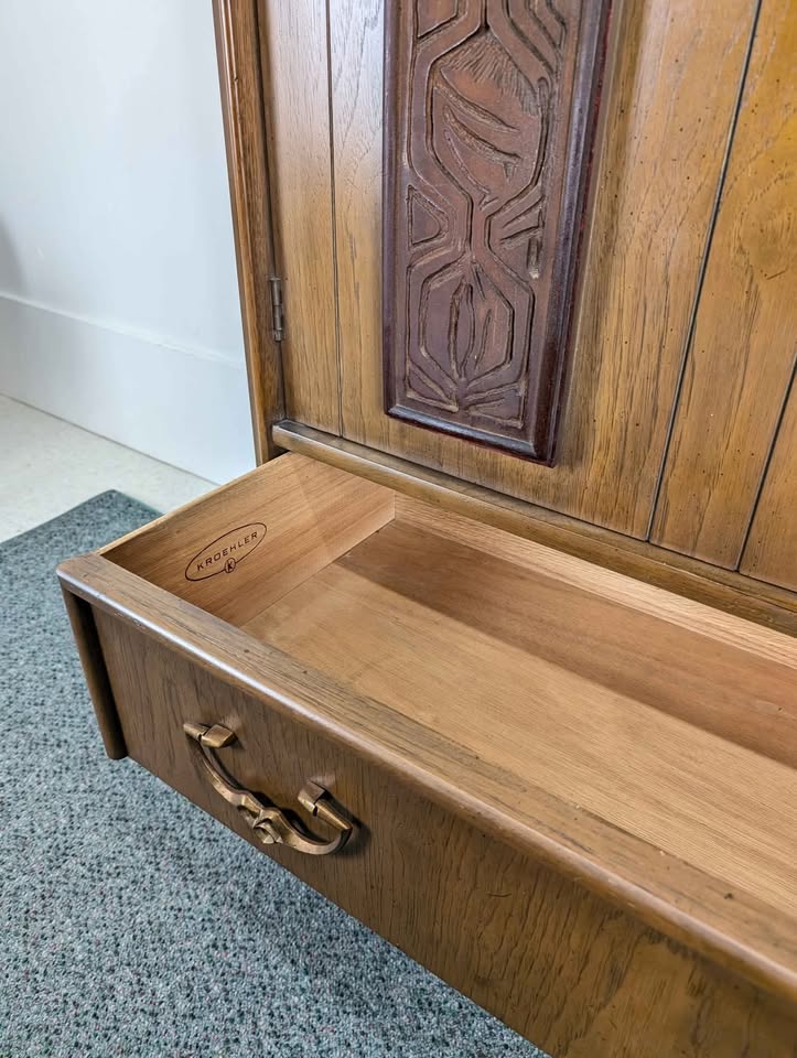 Mid Century Brutalist Armoire by Kroehler