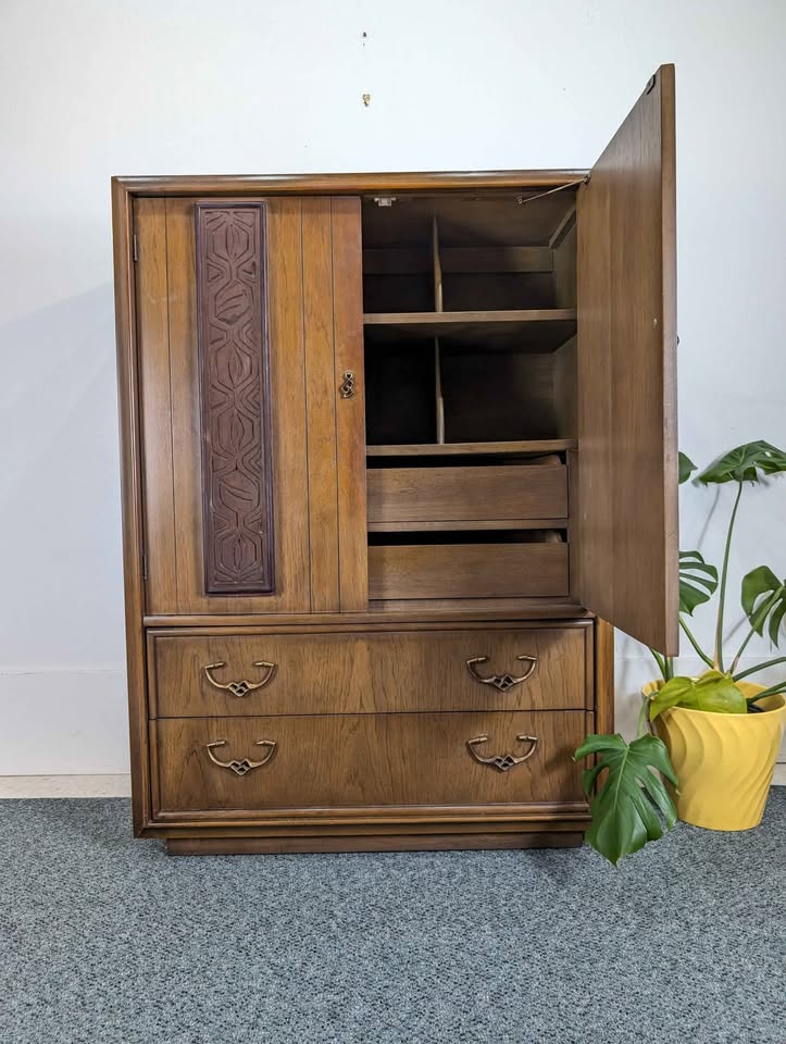 Mid Century Brutalist Armoire by Kroehler