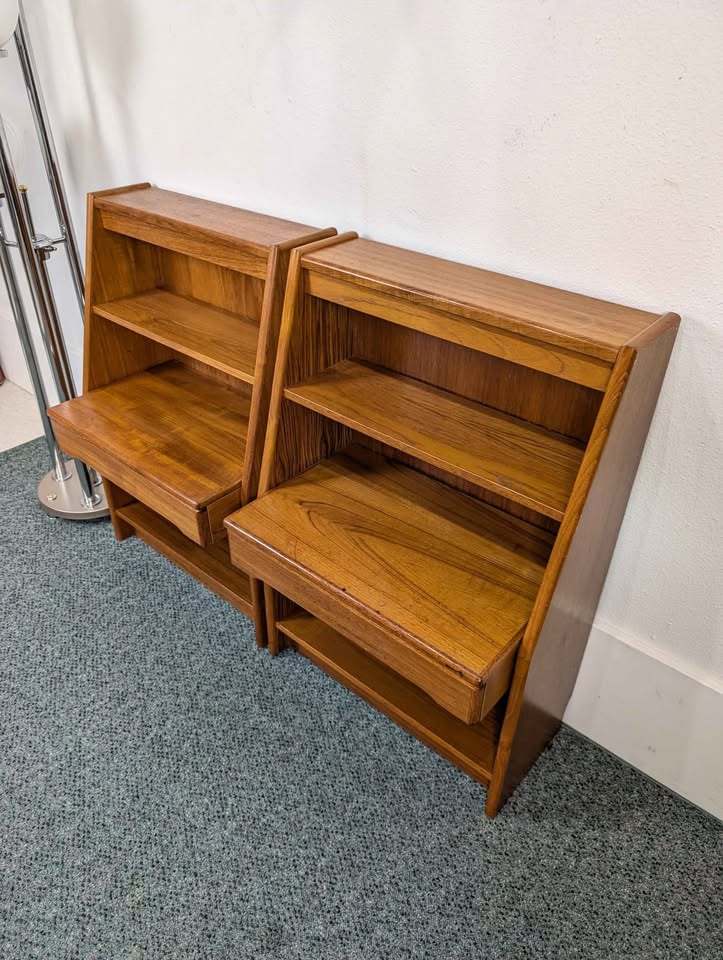 Pair of Danish Modern Tall Teak Nightstands