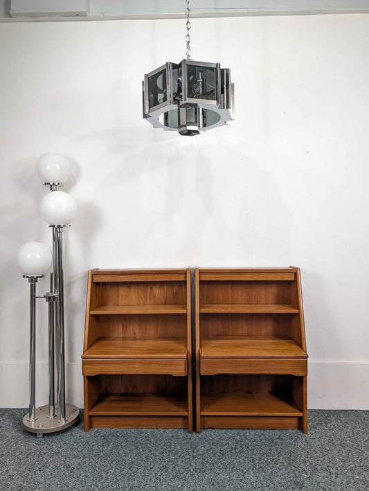 Pair of Danish Modern Tall Teak Nightstands