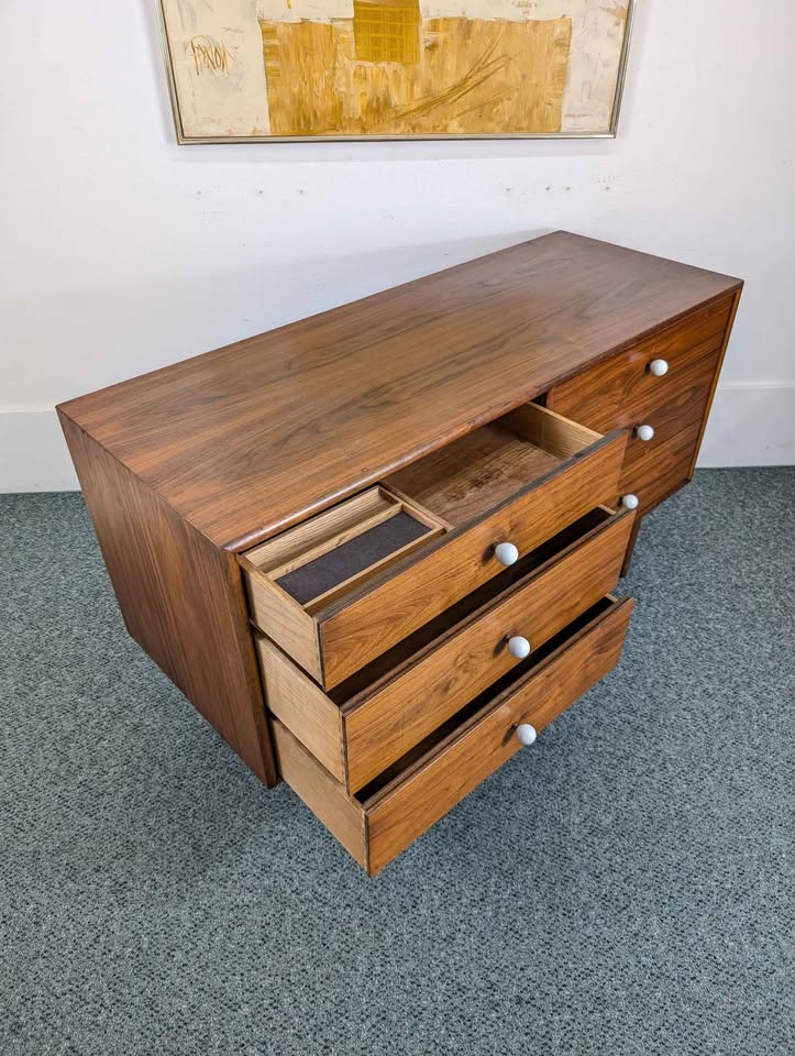MCM Declaration Collection 6 Drawer Walnut Dresser by Kipp Stewart for Drexel