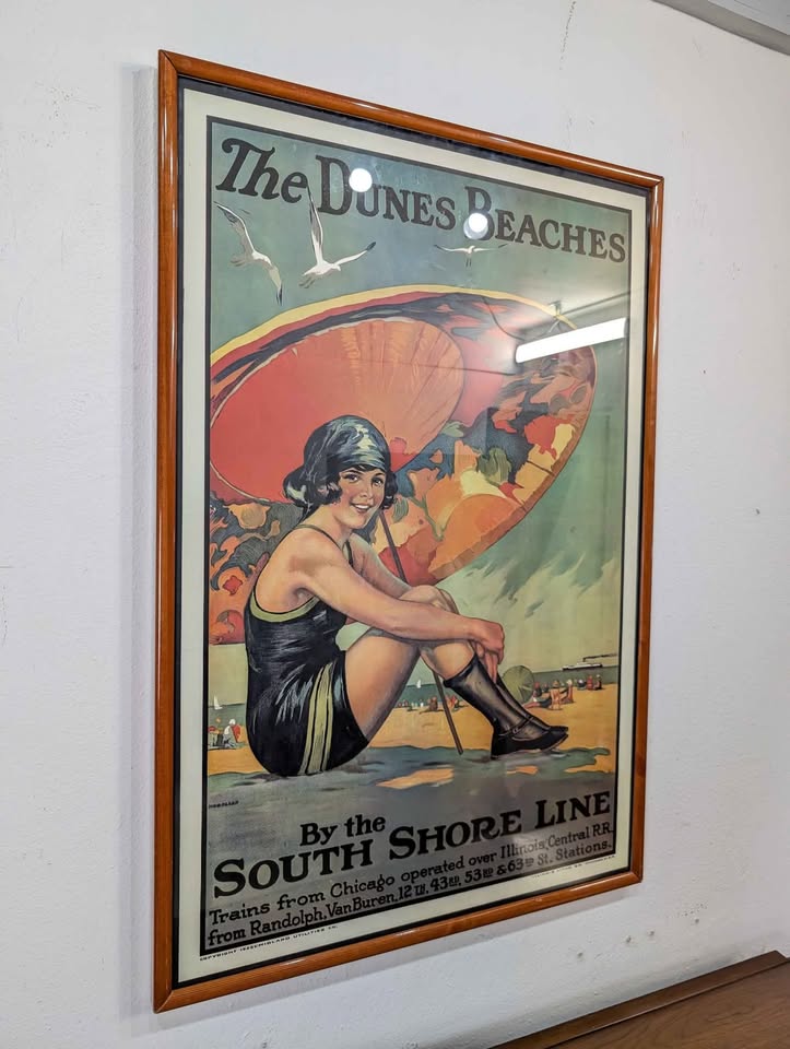 The Dunes Beaches Large Teak Framed Vintage Art Print