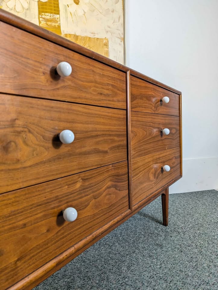 MCM Declaration Collection 6 Drawer Walnut Dresser by Kipp Stewart for Drexel