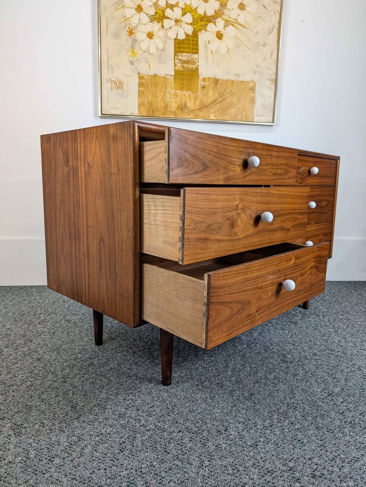 MCM Declaration Collection 6 Drawer Walnut Dresser by Kipp Stewart for Drexel