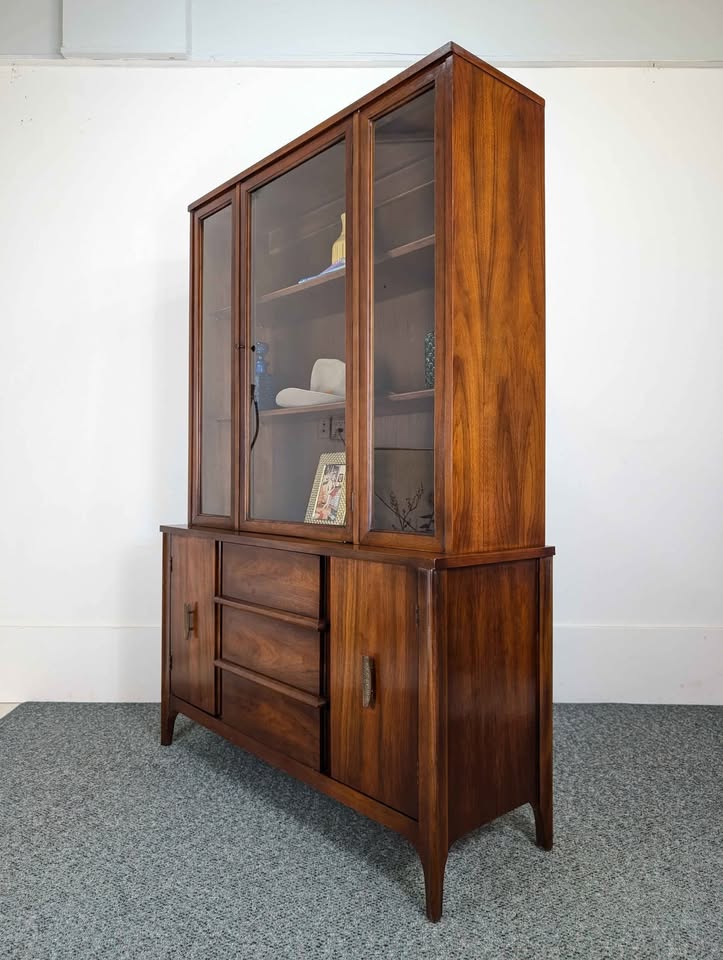 MCM Broyhill Lenoir Walnut China Hutch