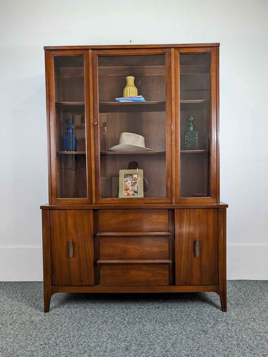 MCM Broyhill Lenoir Walnut China Hutch