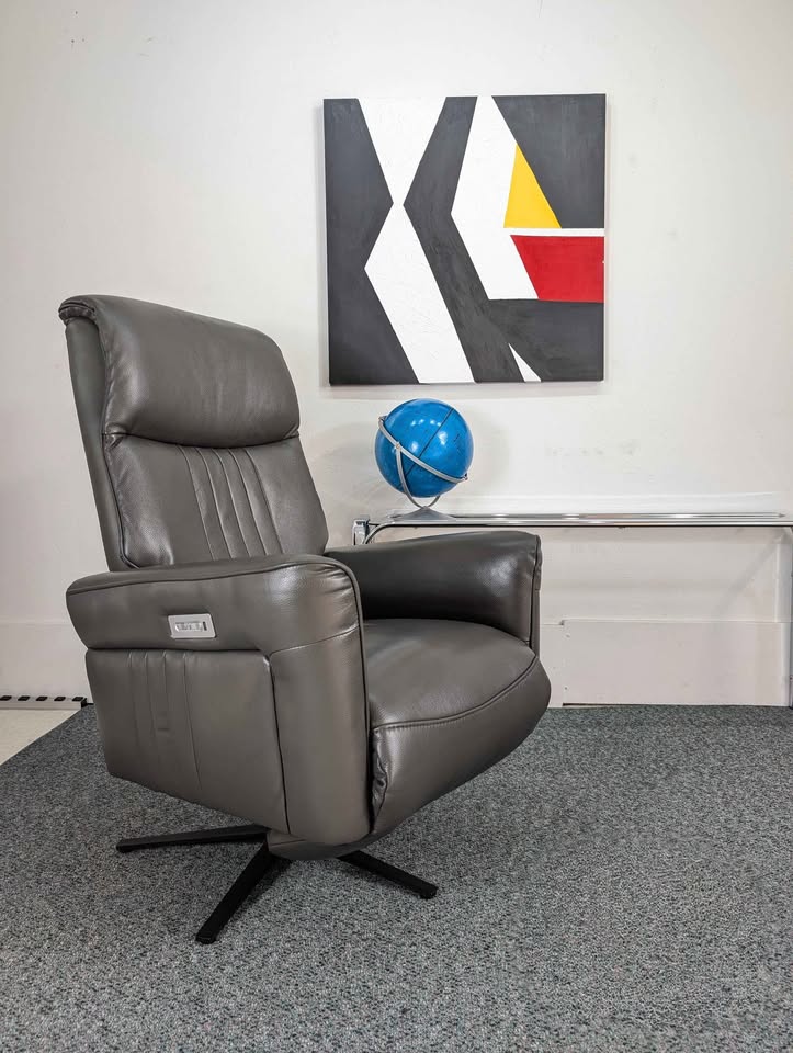 Grey Leather Zero Gravity Power Recliner by Macy's