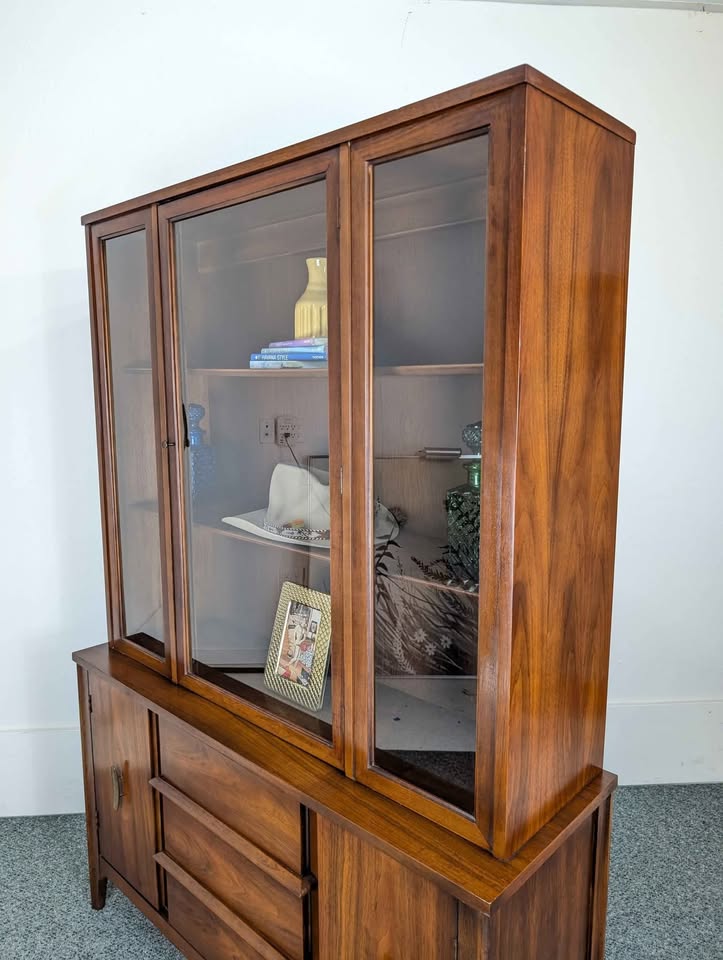MCM Broyhill Lenoir Walnut China Hutch