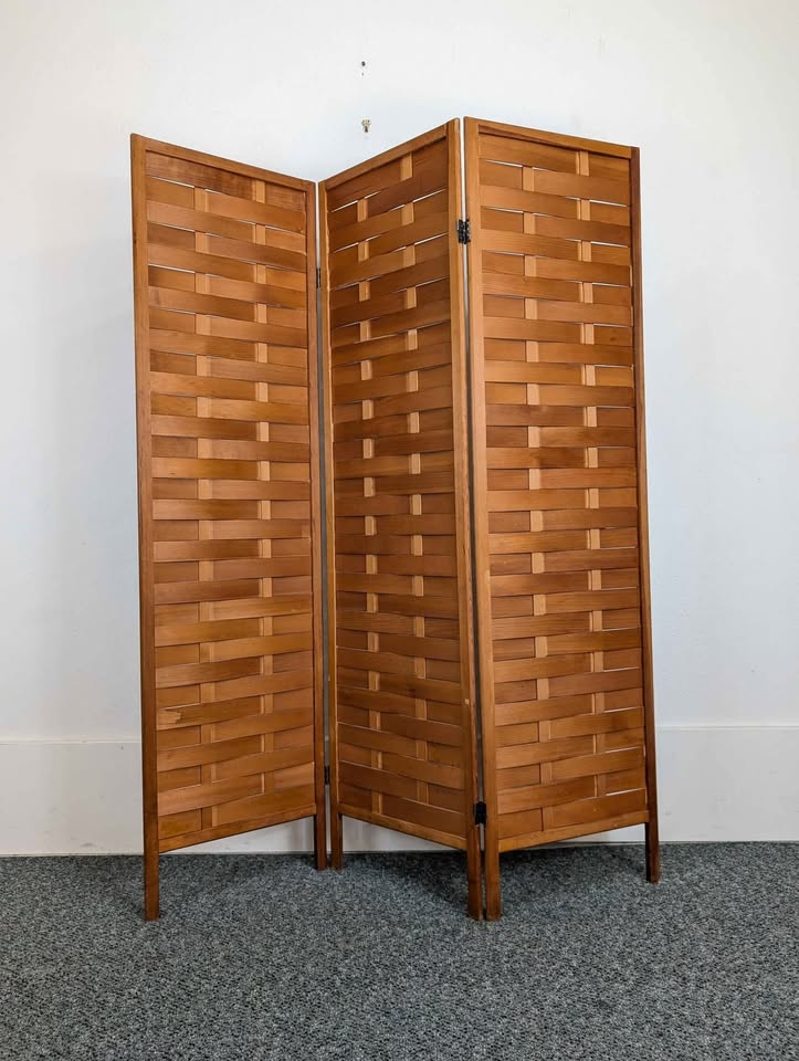 Vintage MCM 3 Panel Teak Room Divider