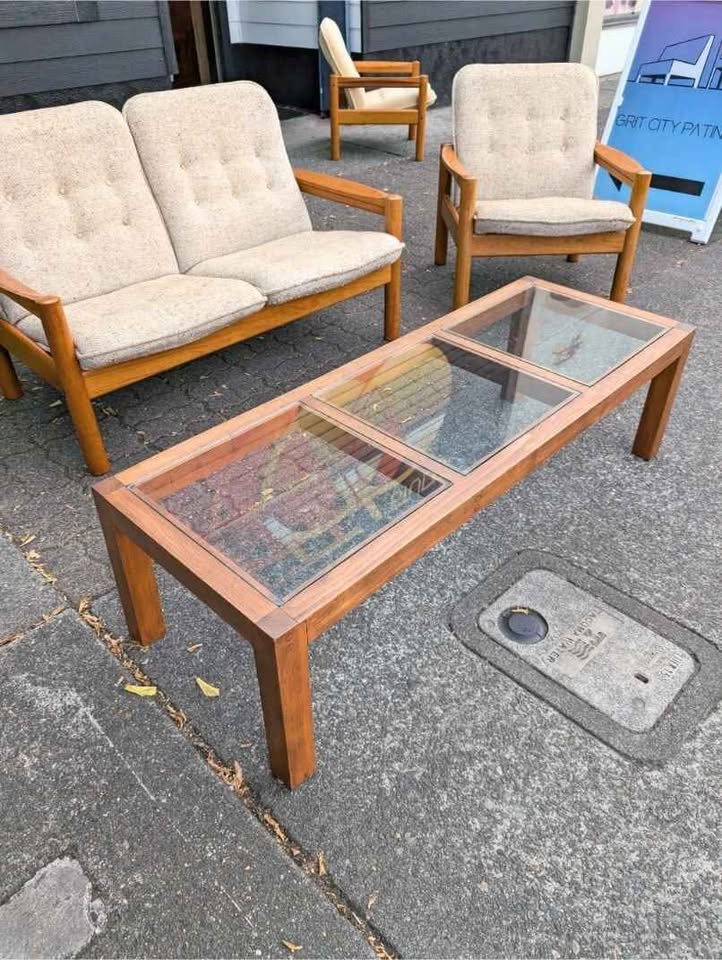 MCM Danish Modern Teak & Glass Rectangular Coffee Table
